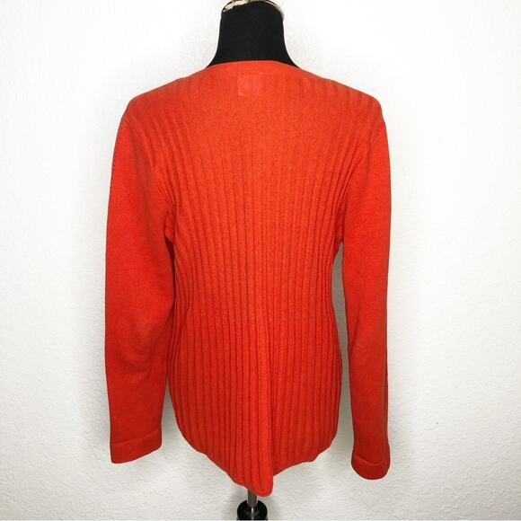 Cabi Passage red mixed ribbed knit snap front v neck cardigan size Medium #3888 - Picture 14 of 14